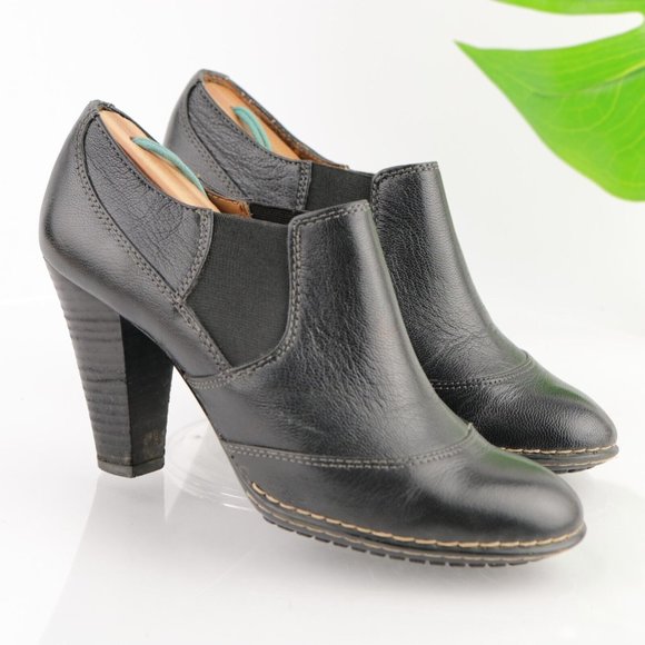 Sofft Shoes - Sofft Women Simola Heel Bootie Size 7.5 Black Leather Slip On Bellow Ankle Comfy